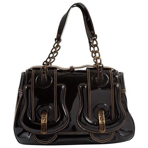 fendi black patent leather b bag, karl lagerfeld 2006 collection 